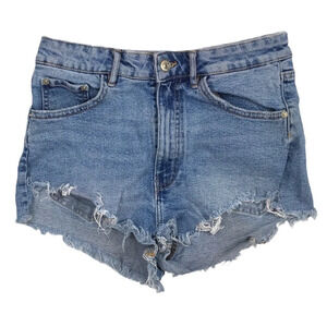 Zara Cut Off Hot Jean Shorts Womens 6 Light Wash Denim High Rise